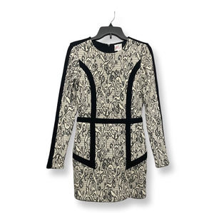 Parker Womens Blanche Sheath Dress Black Floral Paneled Stretch Long Sleeve L